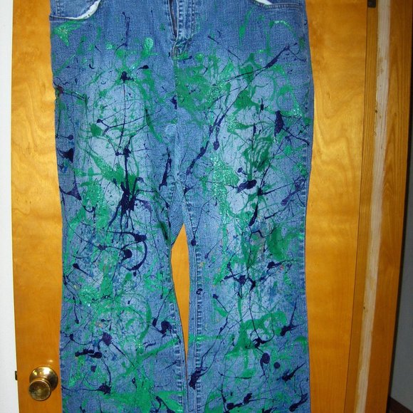 Zana Di Womens Blue Jeans 24 Hand Painted - Picture 13 of 13
